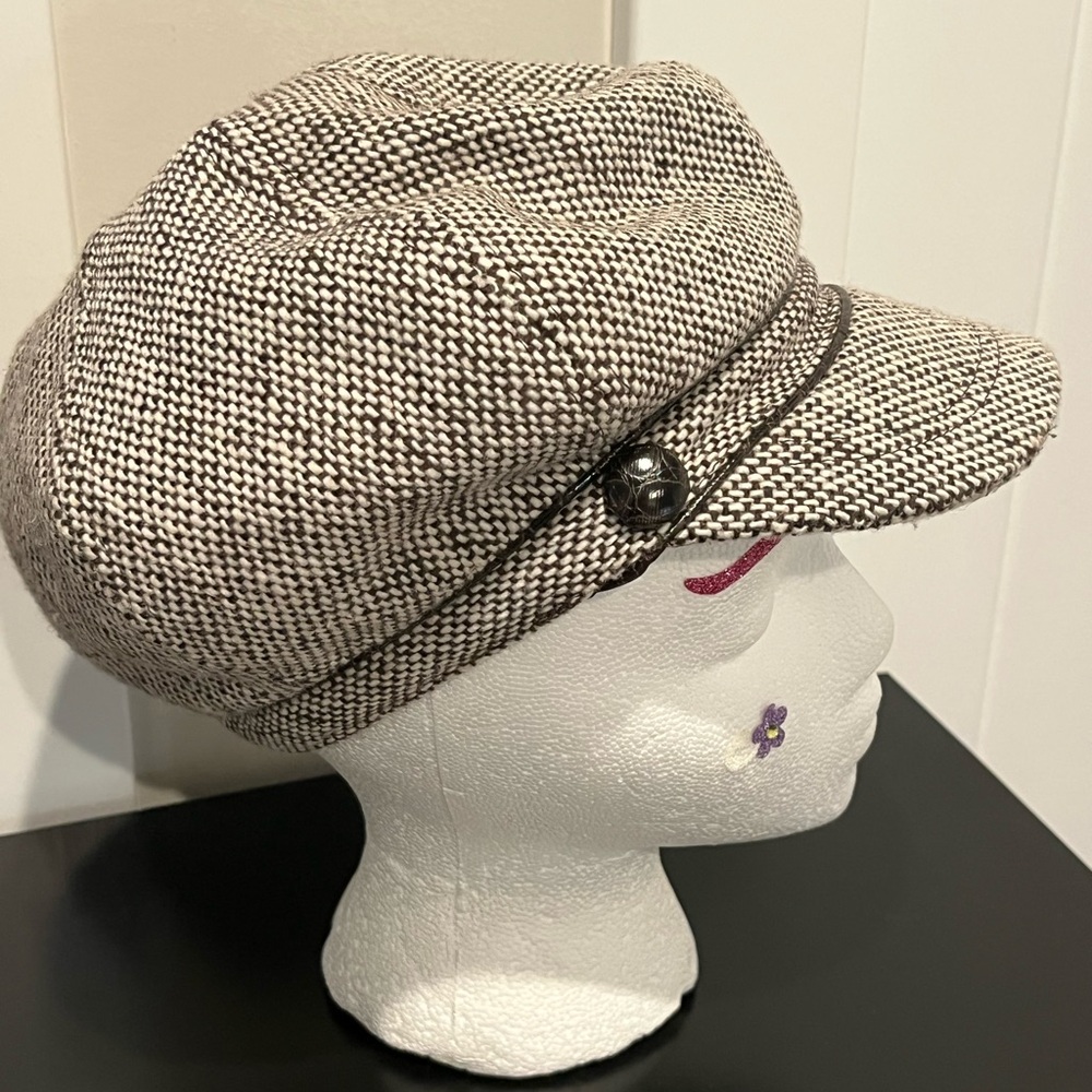 Nine & Co. Black and White Tweed Newsboy Cap